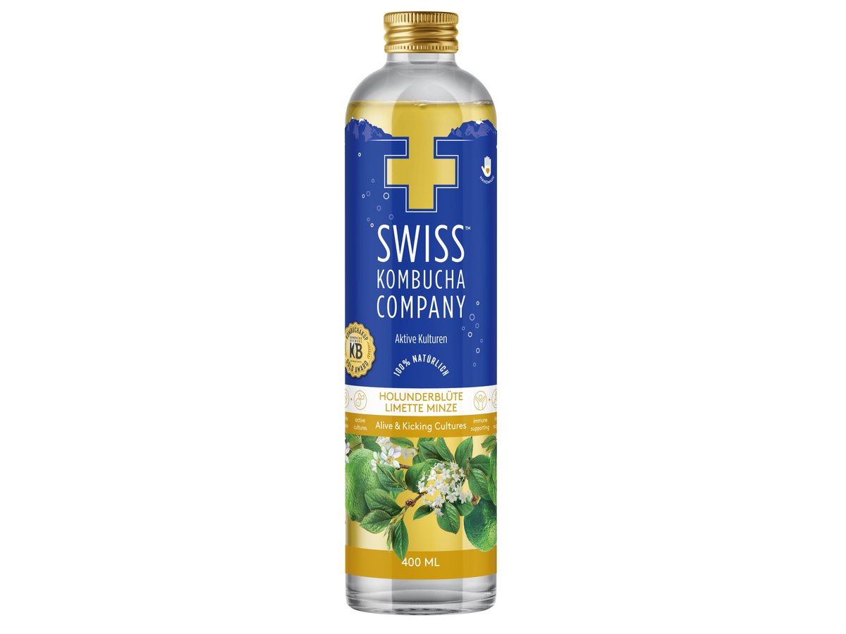 SWISS Kombucha-Holundernblüte Limetten Minz